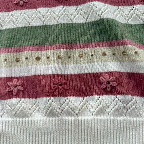 Vintage Alfred Dunner quarter zip knit pullover Women's Small sequin stripe - Picture 7 of 8